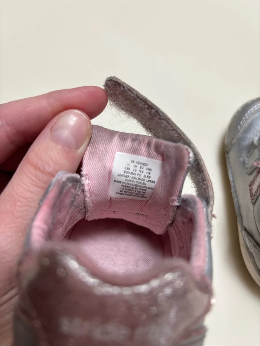 Stride Rite Silver and Pink Velcro sneaker- baby 3.5